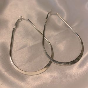 Beautiful Elongated Hoop Earrings In Sterling Silver